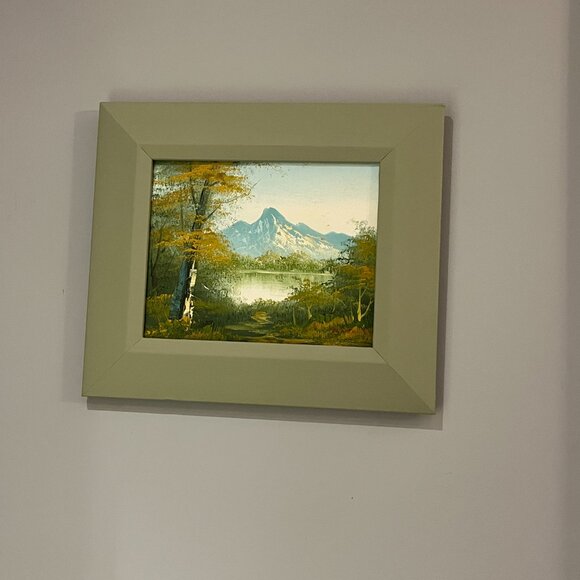 Original Art Landscape Oil Painting on Canvas Fall Colours Lake Mountain Framed - Picture 3 of 10